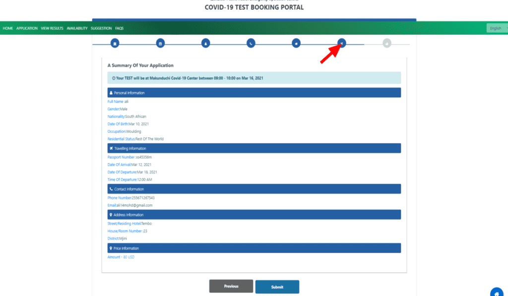 summary of covid-19 application on portal