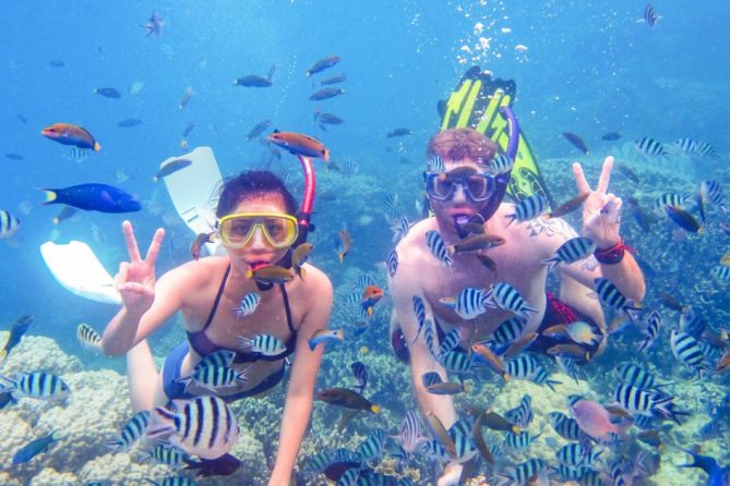 Snorkeling in Zanzibar blue lagoon