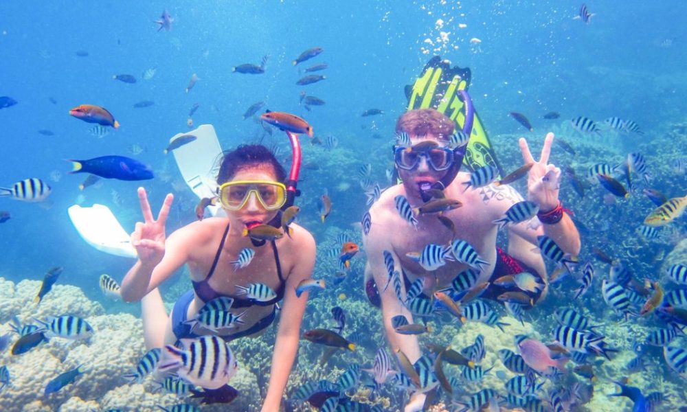 Snorkeling in Zanzibar blue lagoon